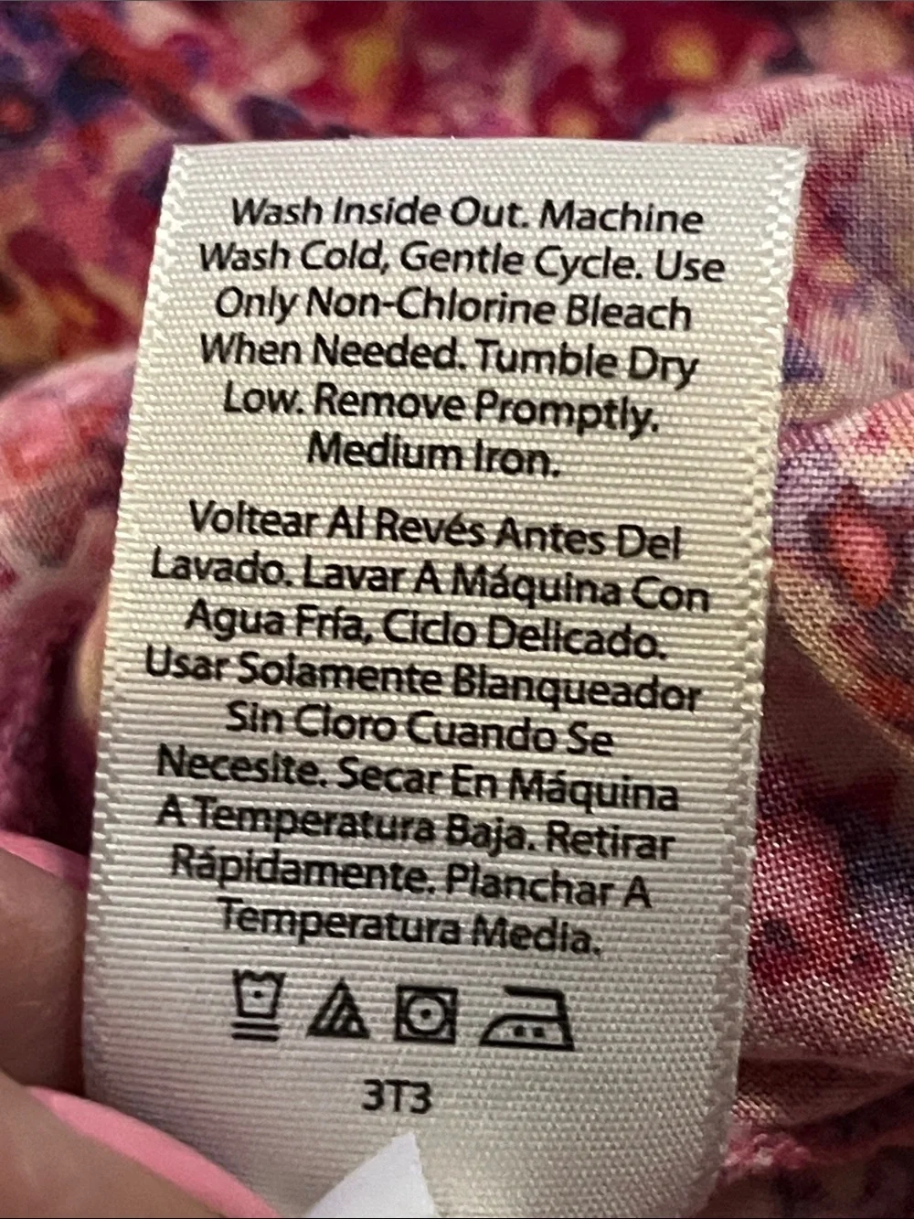 Time and Tru Pink Multicolor Floral Peasant Blouse